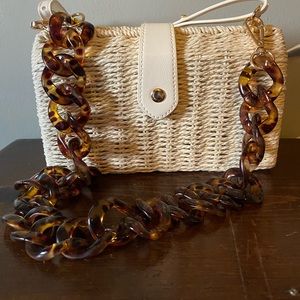 Straw Chain Shoulder Handbag